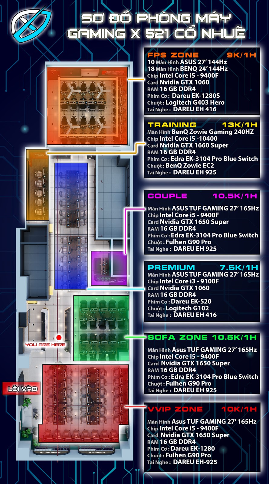 Inside Gaming X Co Nhue: Hanoi’s Top 5-Star Cyber Game Spot 5 High-end gaming PCs at Gaming X Co Nhue