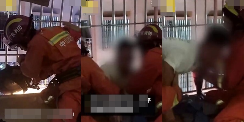 Unable to climb down due to fear of heights, the man needed firefighters to cut the bars