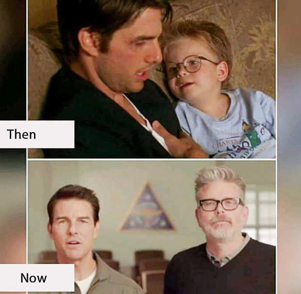 Many viewers mistakenly thought the boy above and the older man below were the same person, but they are actually two different people. The lower photo shows Tom with the director during a 2018 broadcast.