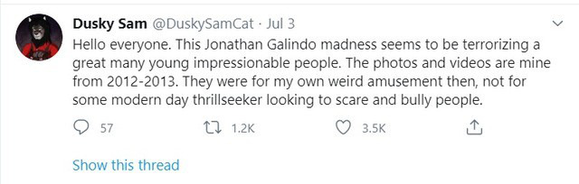 Screenshot from @DuskySamCat's account