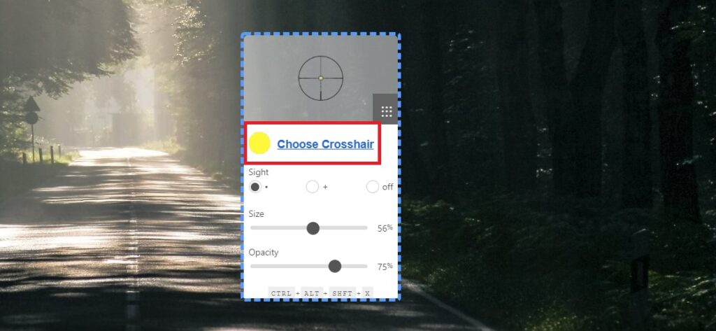 Crosshair selection menu