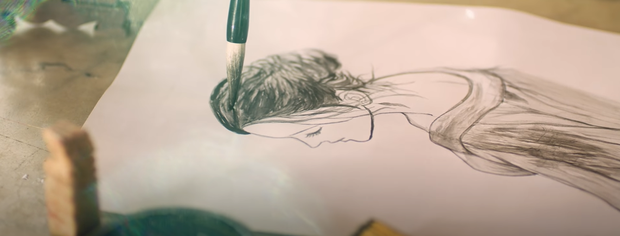 Close-up of the painting prop prepared for K-ICM in 'Tuý Hoạ'.