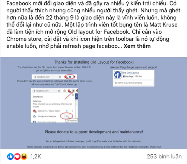 Many users are trying to switch back to the old Facebook layout using the Old Layout extension