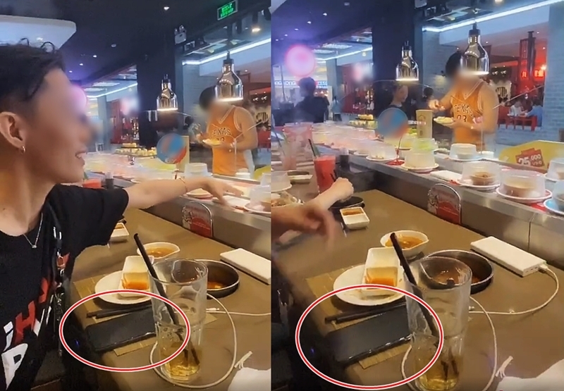 Eagle-eyed viewers immediately spotted the phone’s suspicious position