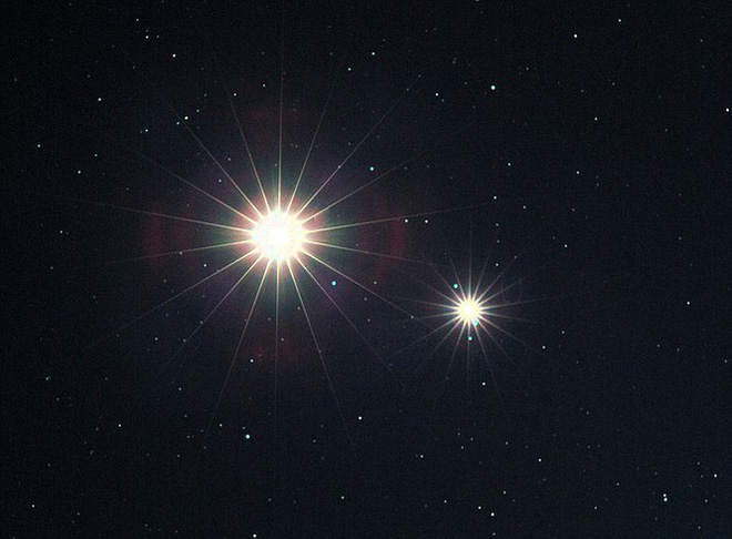Jupiter and Saturn close in the night sky