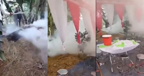 Guy Sets Straw on Fire to Chase Guests at Ex’s Wedding 3 The wedding left in ruins after the incident