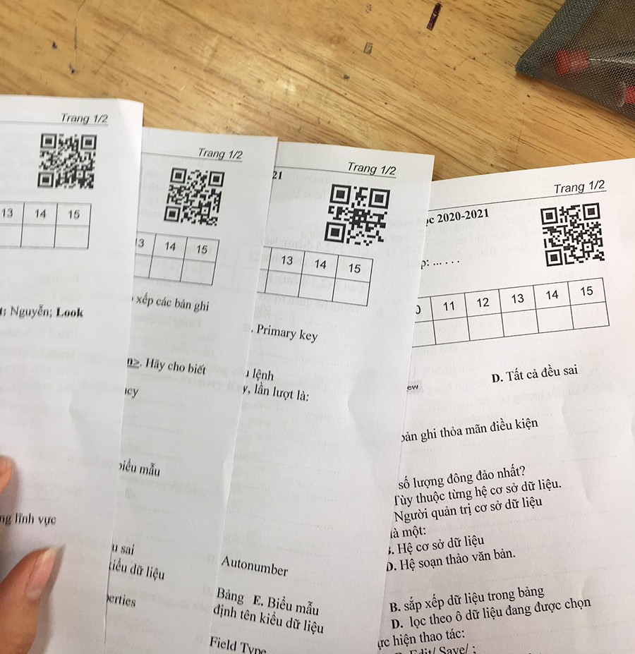Test papers using clever QR code system