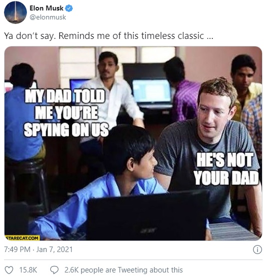 Elon Musk promotes Signal over Facebook