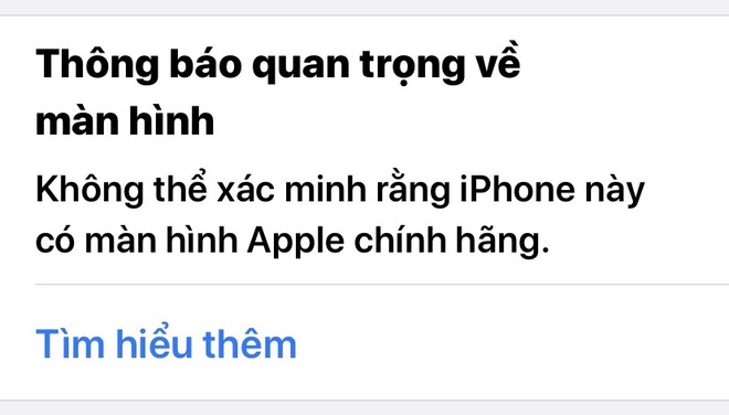 Non-genuine part warning appears when iPhone detects hardware changes
