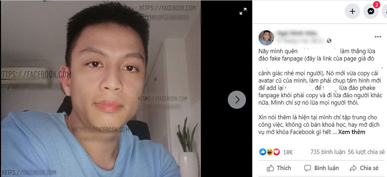Hiếu PC Covers His Face with Logos to Stop Impersonators 3 He even posted a warning on his personal page to be extra careful