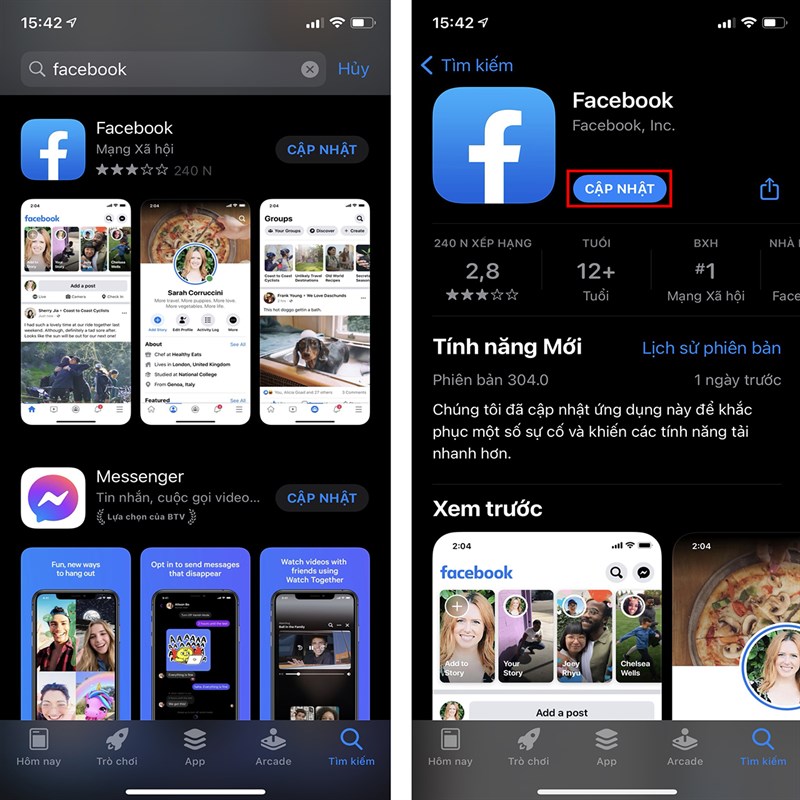 Update Facebook to the latest version