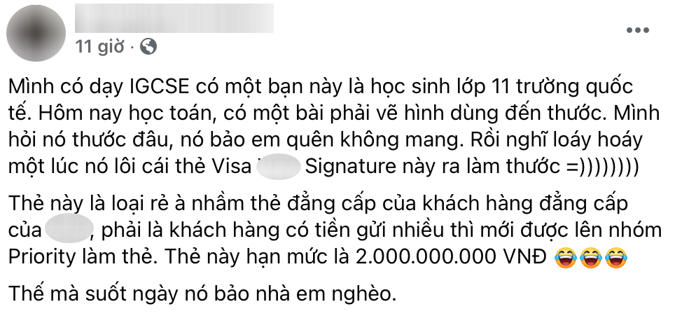 Student Uses 2 Billion VND Black Credit Card as Ruler, Shocks Internet 2 Tutor’s story surprises many