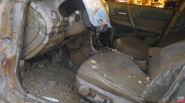 The car after it was recovered from the river