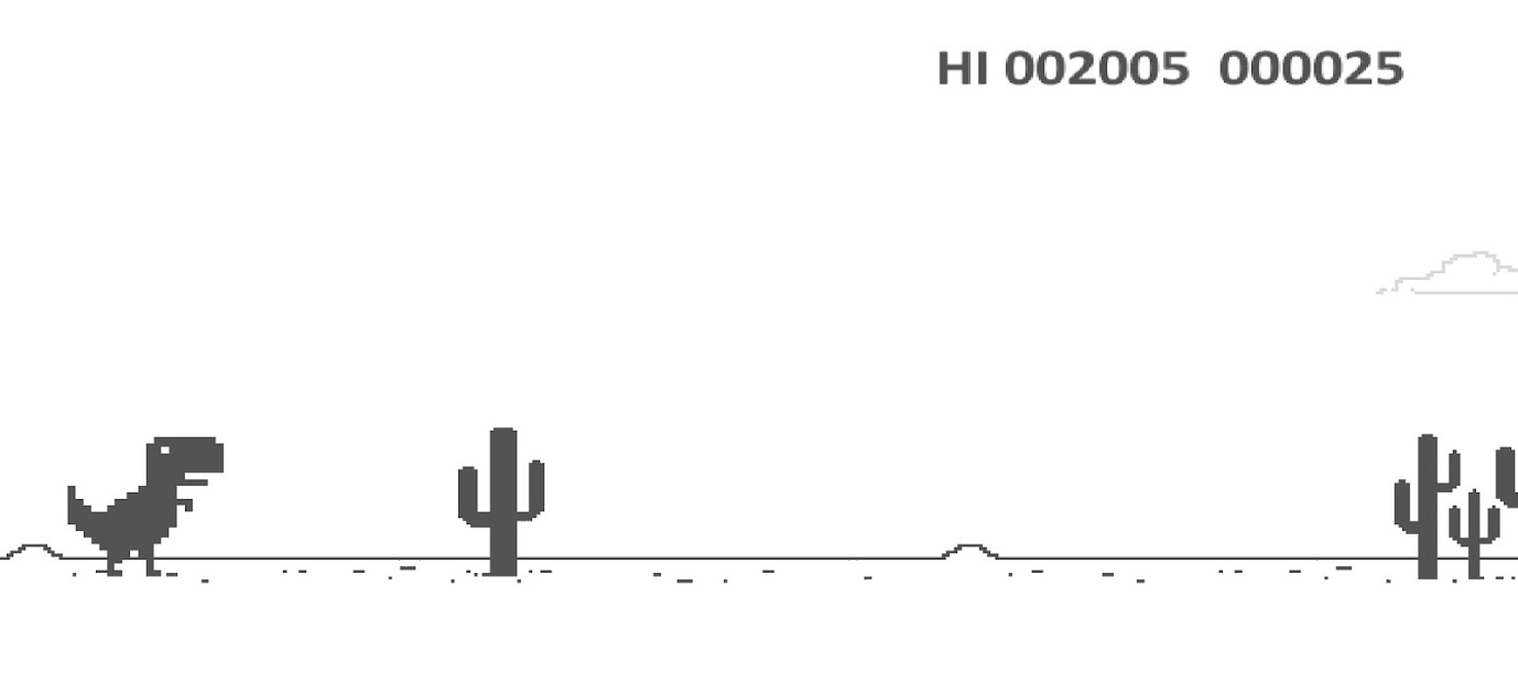 The Dinosaur Game always appears on browsers when the internet goes down
