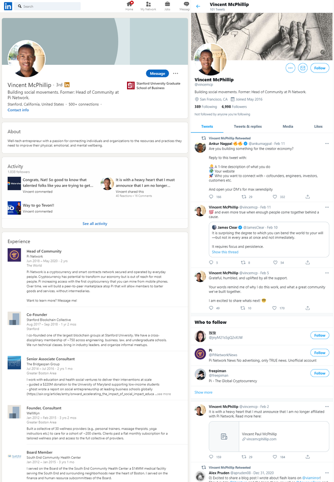 The Strange Case of Pi Network's Founders: What’s Really Going On? 5 Vincent McPhillip, the most active founder, is no longer part of the project