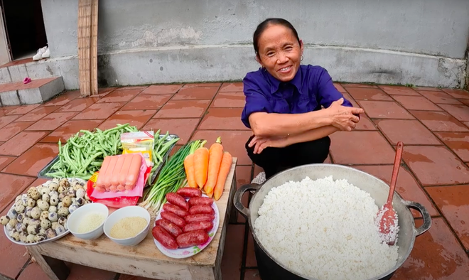 Bà Tân Vlog with her cooking ingredients