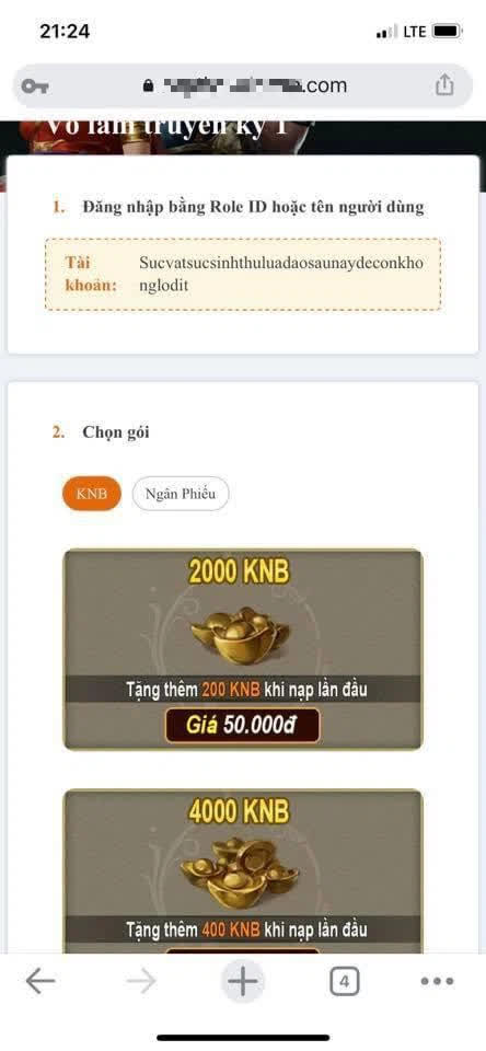 VLTK 1 Mobile Player Falls for Classic Scam Promising 100x Top-Up 2 Scam website designed to look exactly like VNG