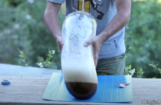 YouTuber Tests Mentos and Coke Reaction Inside a Condom 4 Who would have guessed this started as a tiny condom?