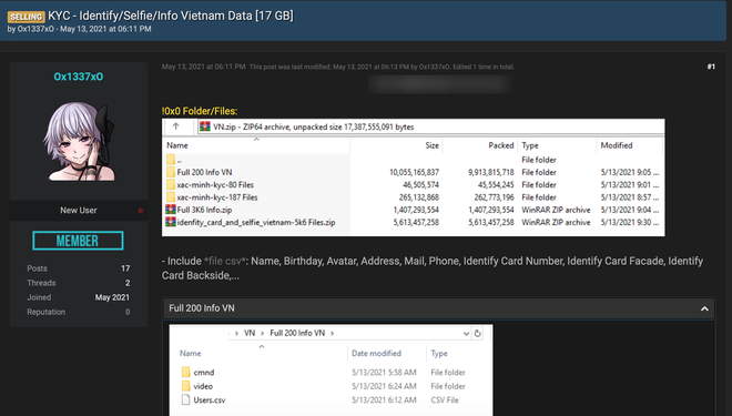 Thousands of Vietnamese IDs and Selfies Leaked, Linked to Pi Network? 1 Sample of leaked personal data files