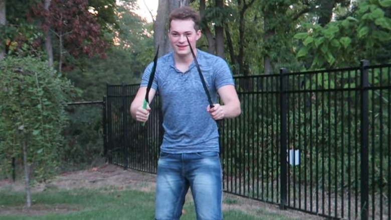 Lance Stewart injured during real-life Fruit Ninja challenge