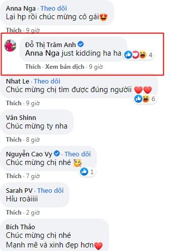 Trâm Anh's reaction and fans' well wishes