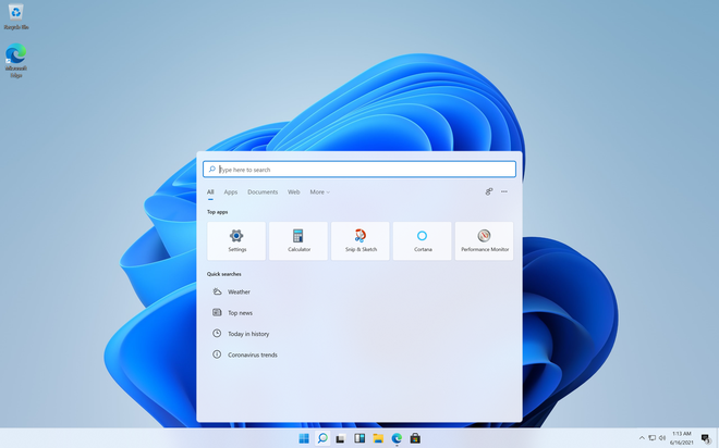 Windows 11 search interface