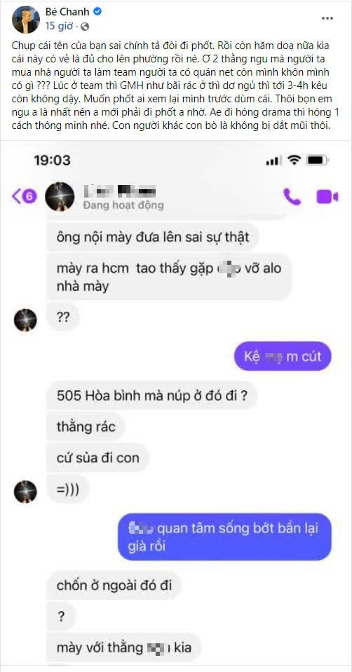 Bé Chanh responding to accusations