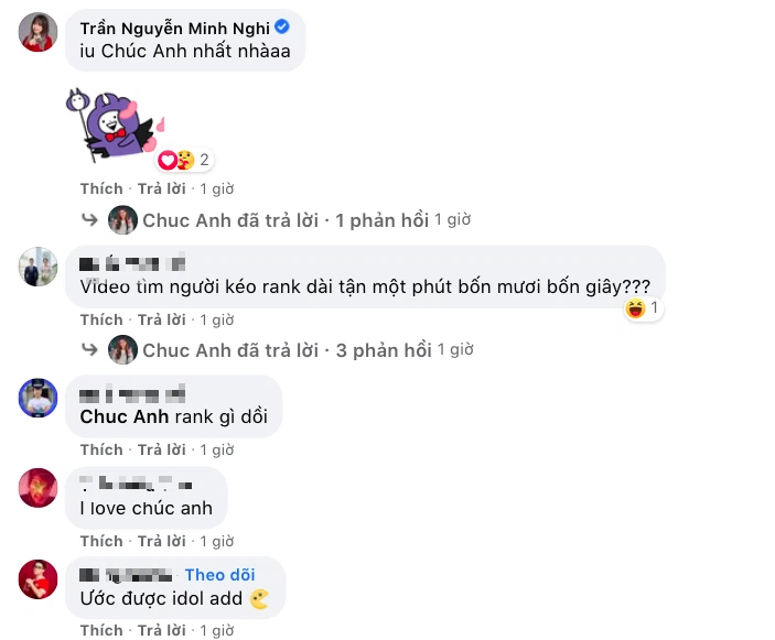 Minh Nghi praises Chúc Anh