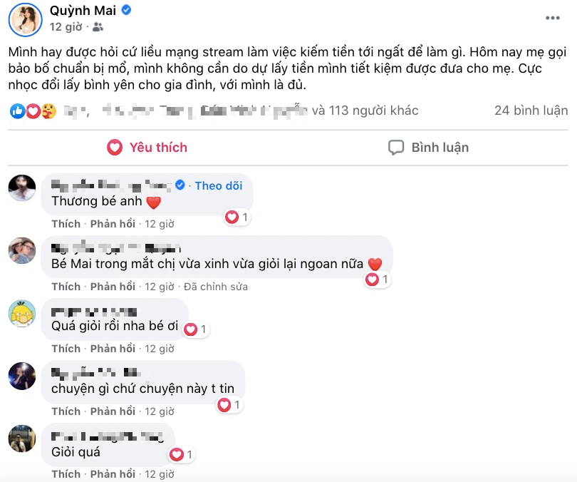 Mai Dora heartfelt Facebook post