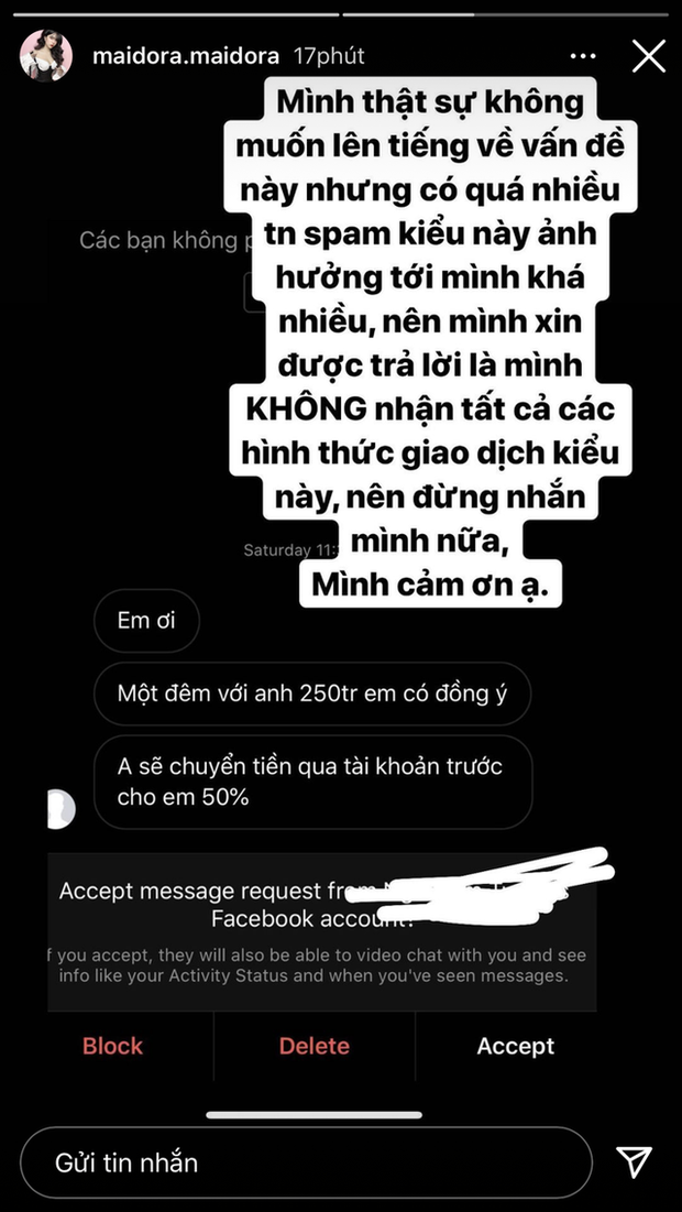 Mai Dora upset over inappropriate messages