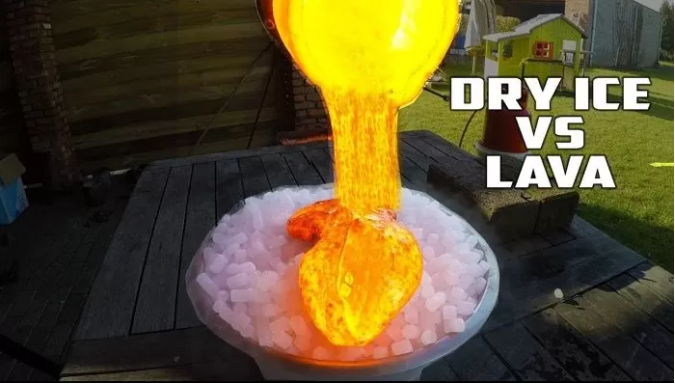 Dry ice and lava - which is stronger?