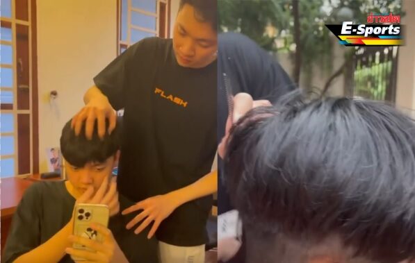Team Flash players after haircut