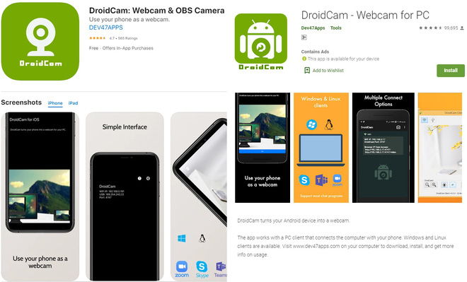 DroidCam app turns iPhone and Android cameras into webcams