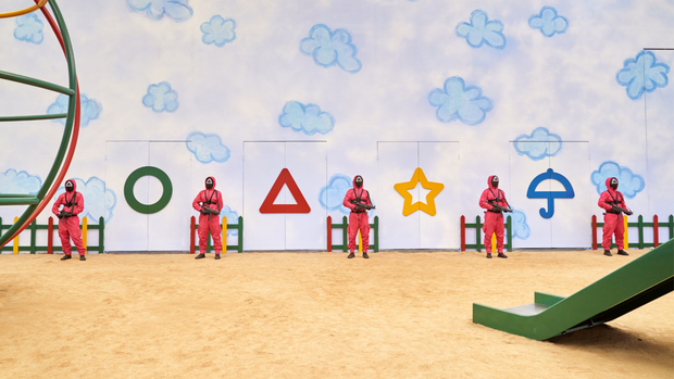Scenes featuring circle, triangle, square symbols
