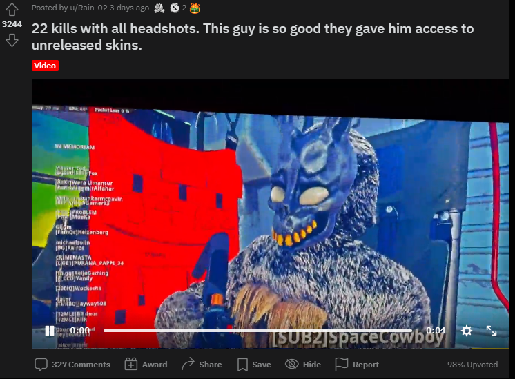 Call of Duty: Warzone Hackers Use Unreleased Skins Weeks Early 3 Frank skin from Donnie Darko appearing in Call of Duty: Warzone before official release