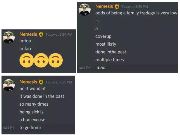 Nemesis expresses suspicion, saying this has happened before so he doesn’t fully trust the explanation