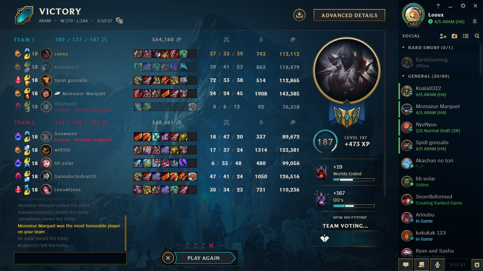 Longest ARAM Match Ever Lasted Over 3 Hours But Wasn't Recorded 2 ARAM match lasting 3 hours 10 minutes by player Kindred_OTP