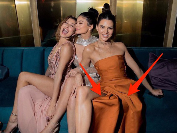 Kendall Jenner's leg hidden under dress