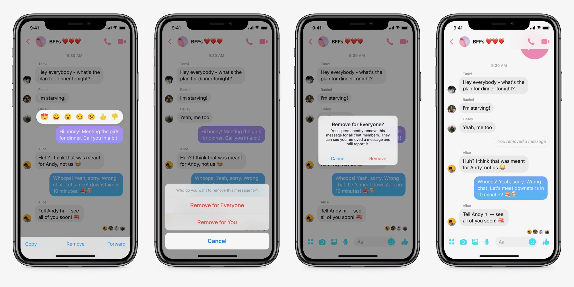 Messenger message recall feature