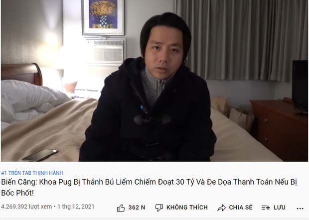 Khoa Pug’s YouTube Gains 150K Followers Overnight Amid Johnny Đặng Drama 2 Exposé video hits number one trending