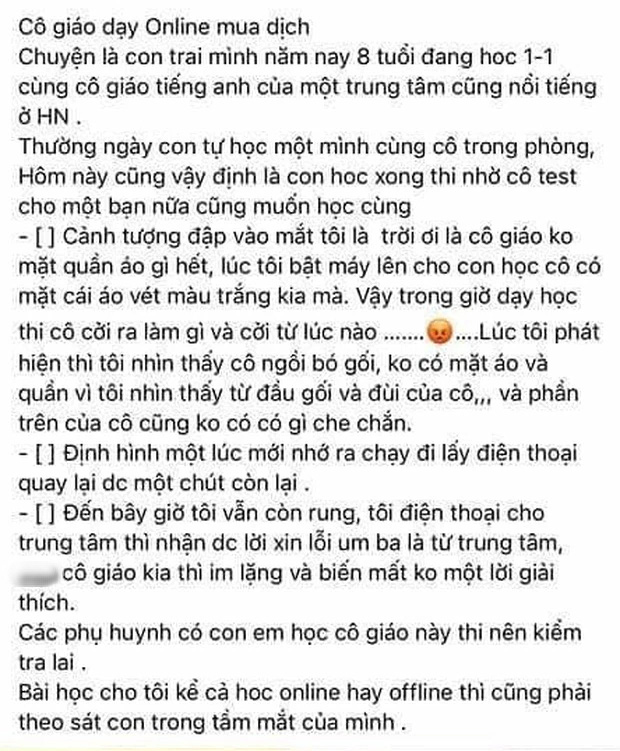 Parent's social media post