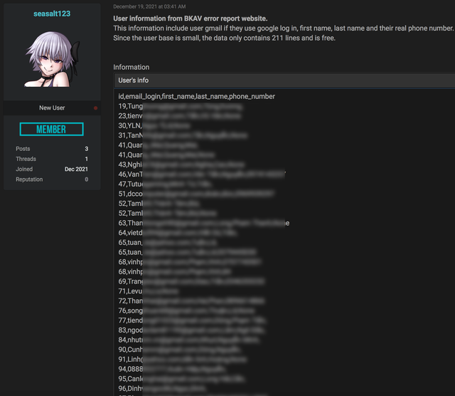 User data from BKAV's Breport.vn leaked publicly