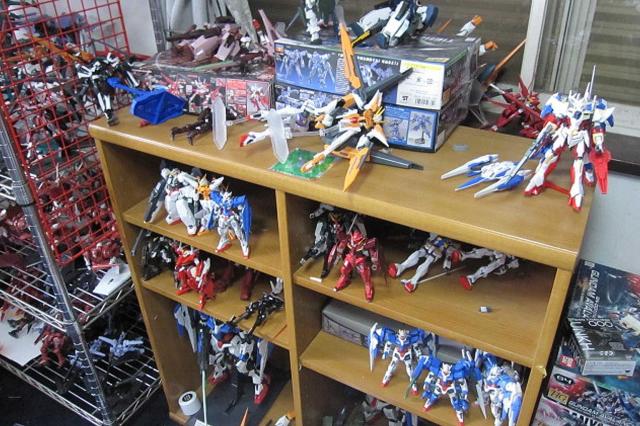 Gundam collection painstakingly built over time