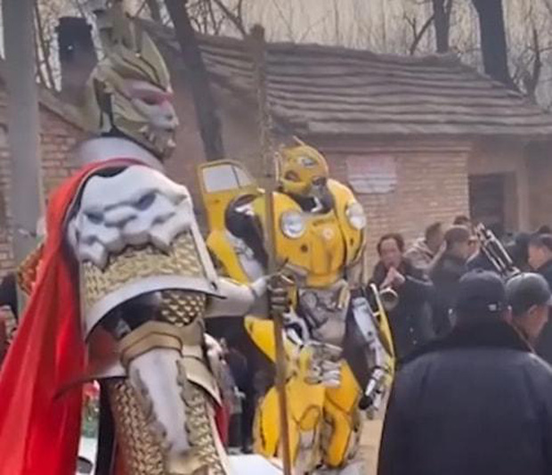 No one can top this wedding procession with these two characters leading