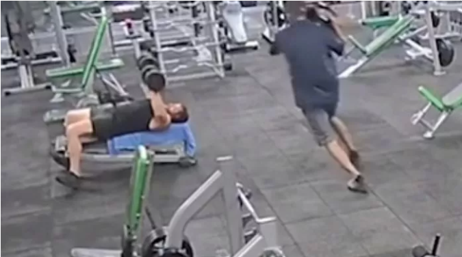The moment the guy stumbles, causing the accident