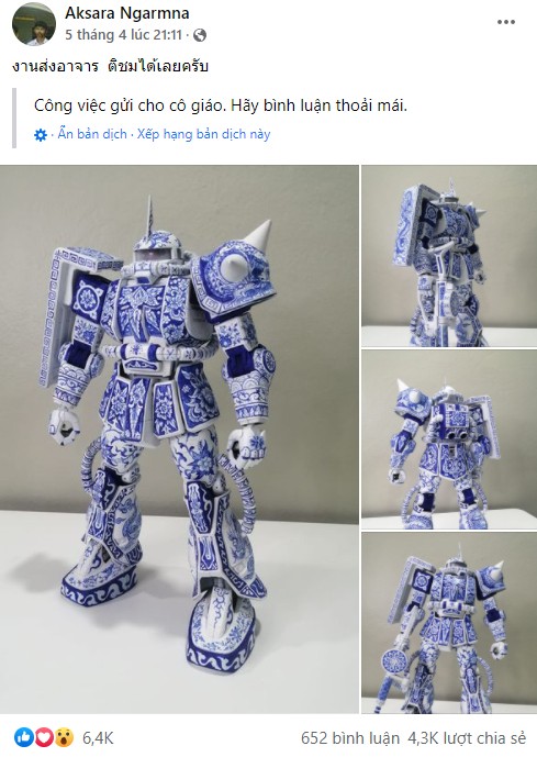 Student Crafts Stunning Gundam Model from Ceramic 5 The model's creator is just a university student