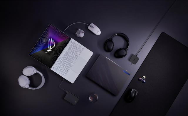 ROG Zephyrus G14 laptop open on desk