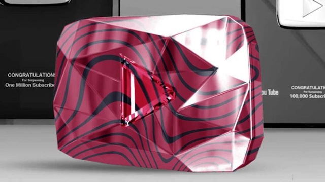 The prestigious red diamond play button PewDiePie received from YouTube