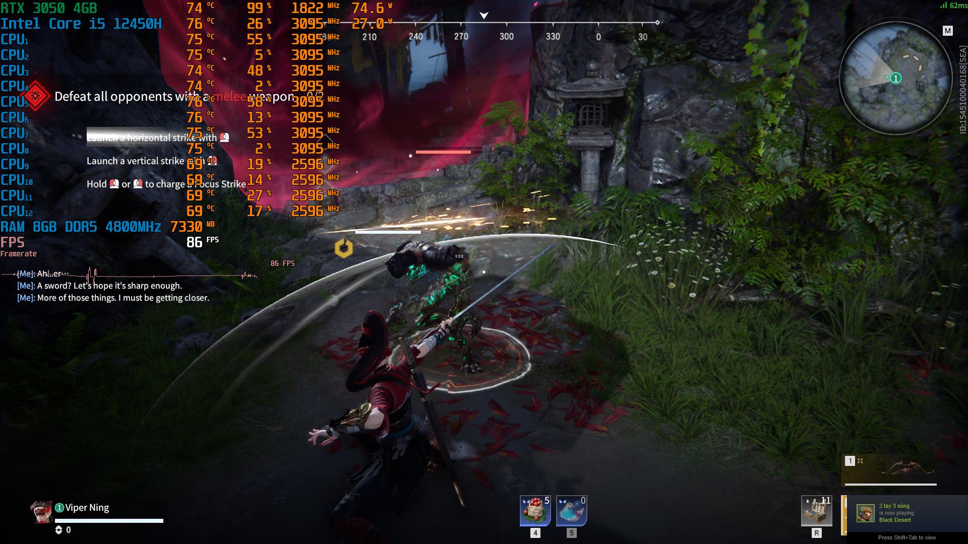 Naraka gameplay on ASUS TUF Dash F15 2022