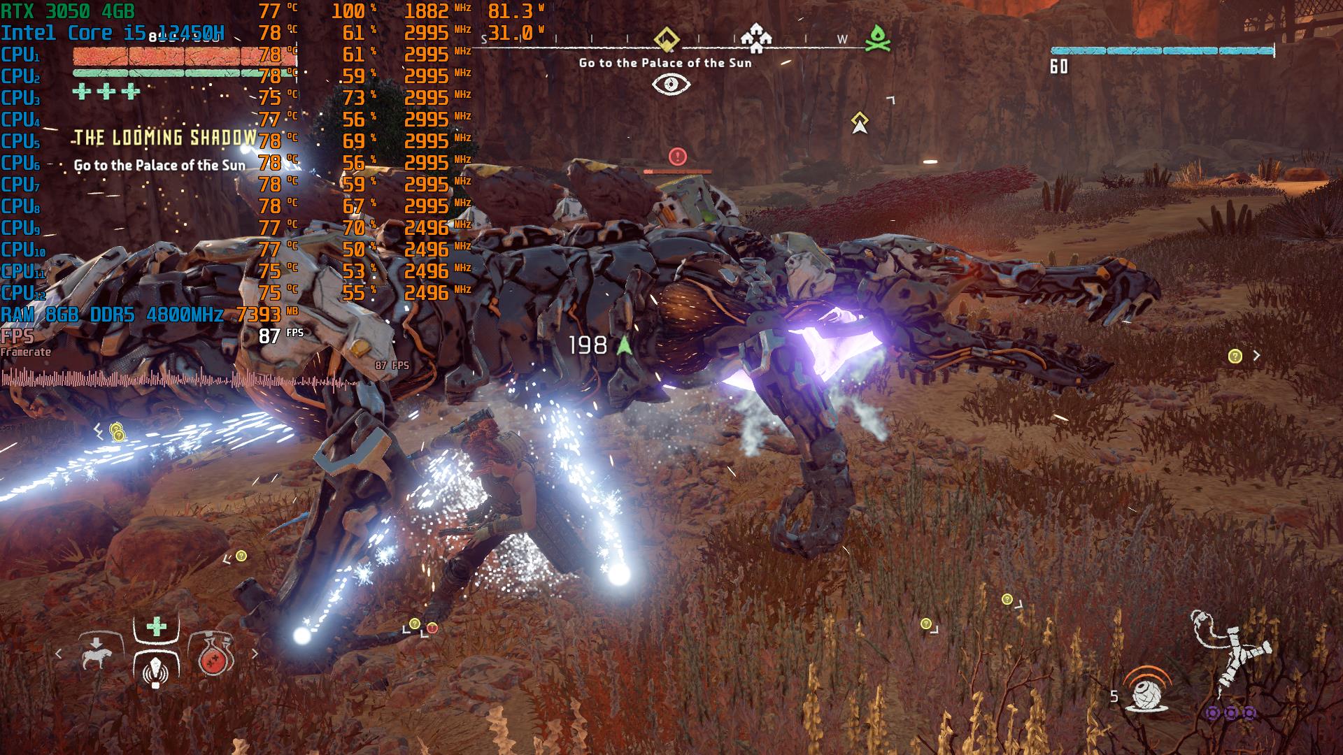 Horizon gameplay on ASUS TUF Dash F15 2022